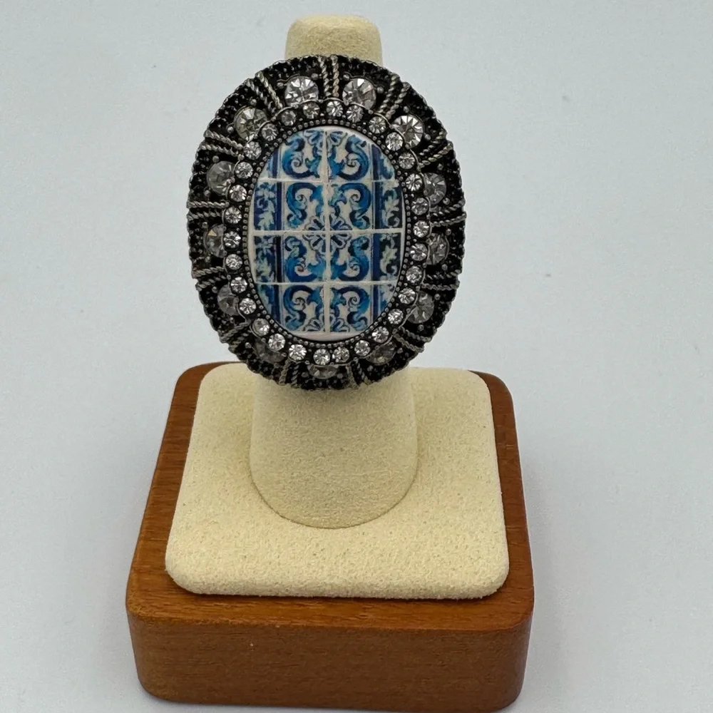 Handmade Portugal‎ Azulejo Tile Ring Santa Joana Convent Aveiro Adjustable